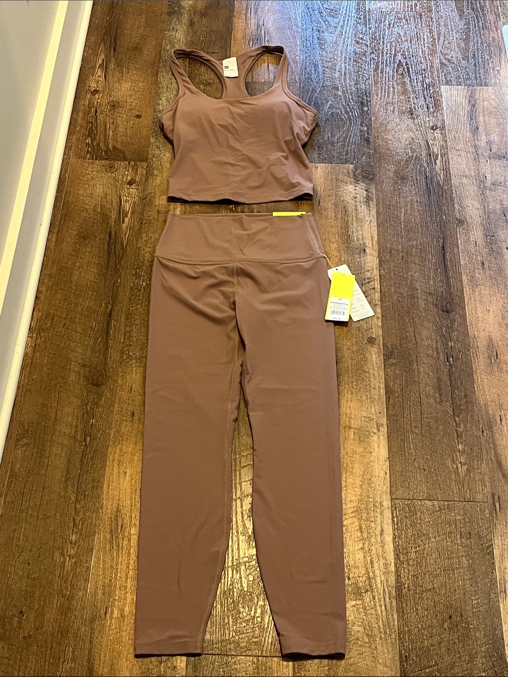 Women's High-Waist Active Leggings & Racerback Crop Top - Dusty Mauve